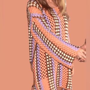 NWT VRGGRL Taylor Swift MYRA CROCHET MINI DRESS APRICOT Size L